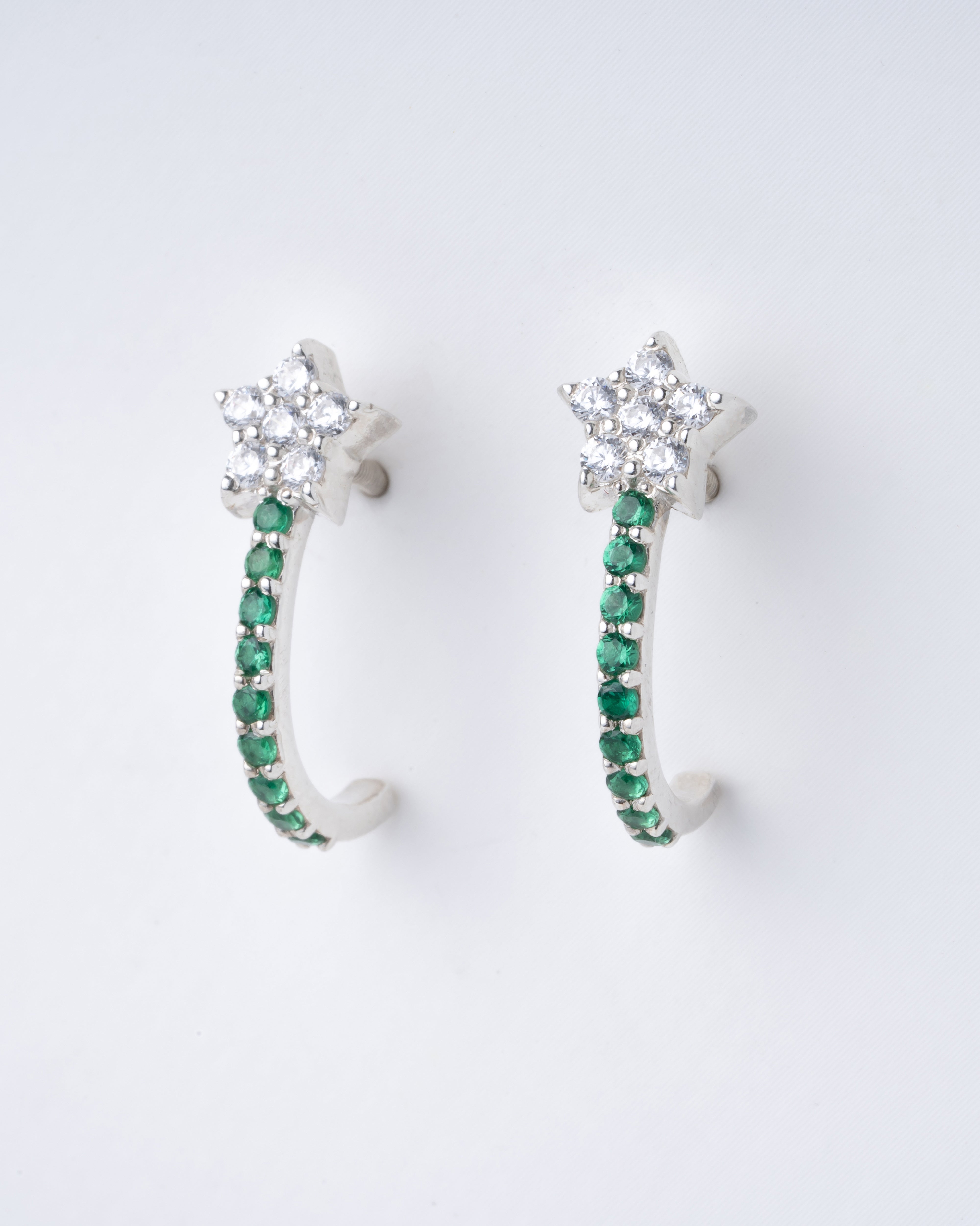 silver stud earrings, silver diamond earrings