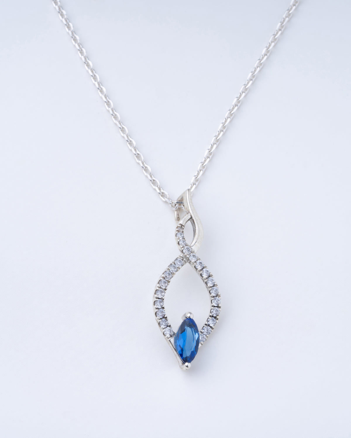 Sterling Silver Necklace, Sapphire Necklace
