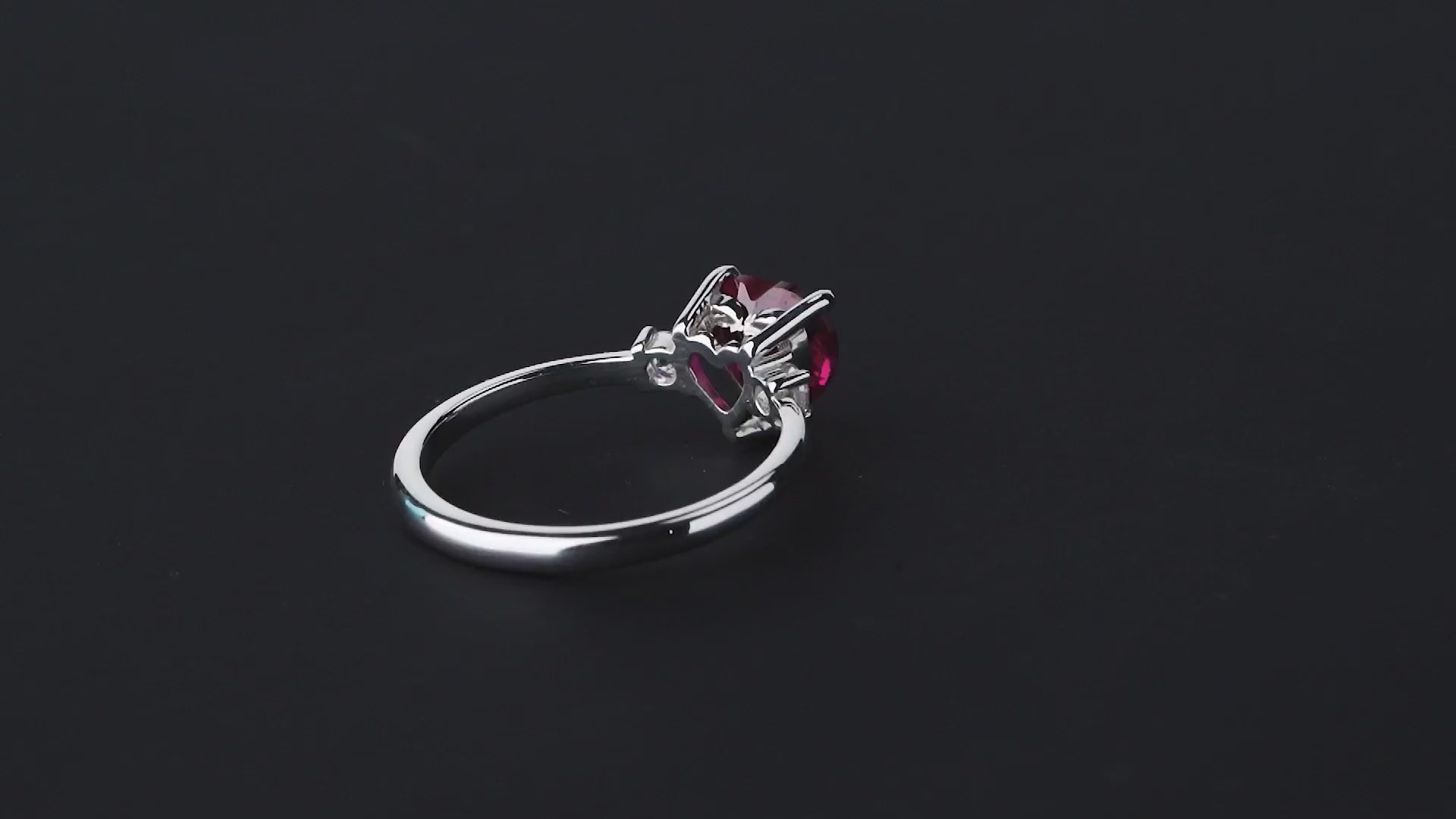Ruby heart ring, Silver Heart Ring